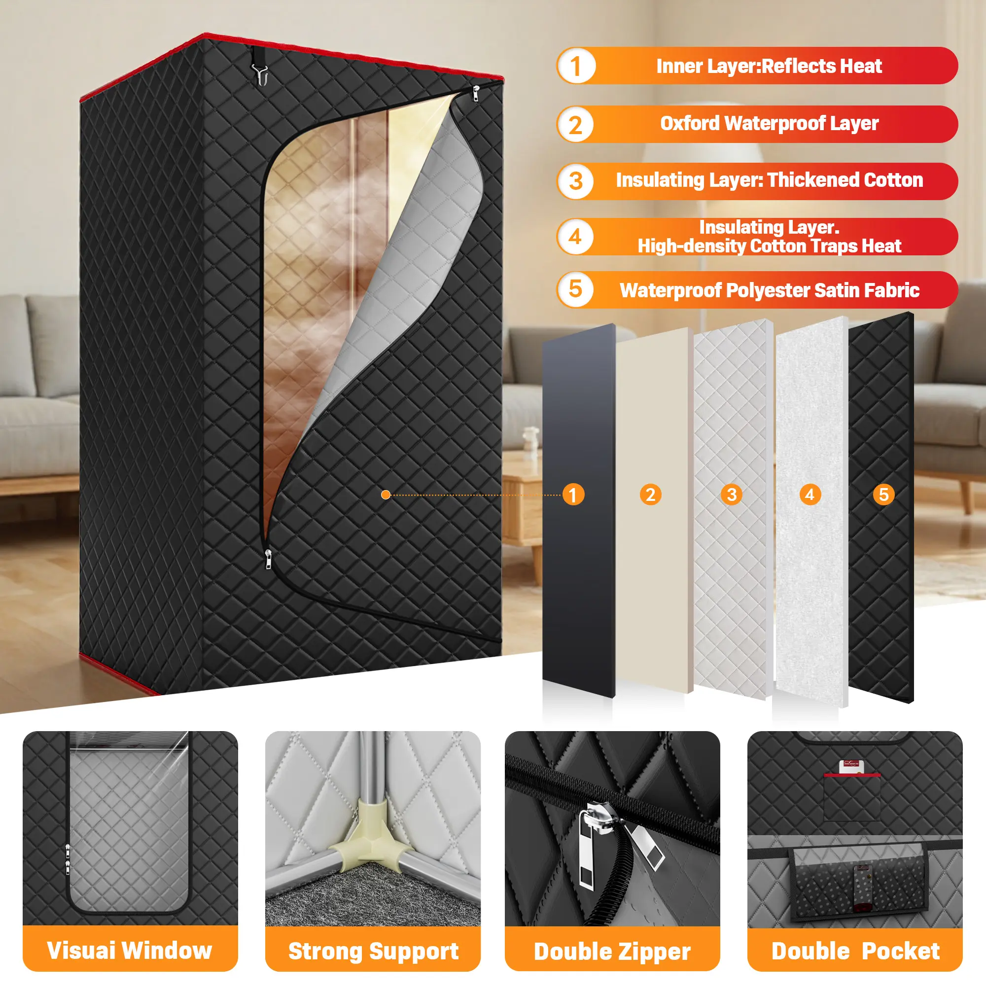 TEHANLD Portable Sauna Box - 1200W Home Steam Spa
