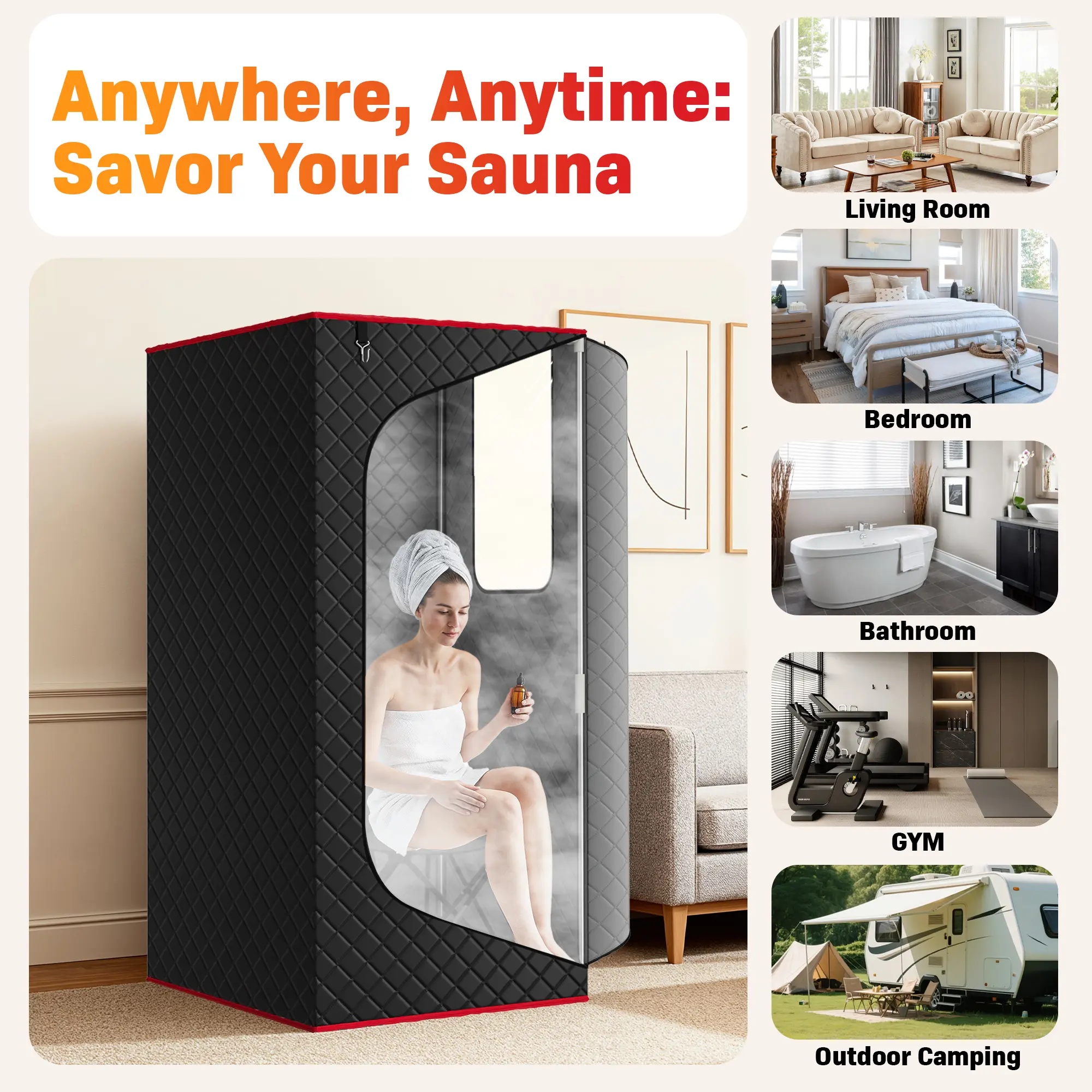 TEHANLD Portable Sauna Box - 1200W Home Steam Spa